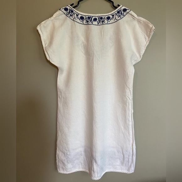 Zara 100% Linen Embroidered Dress Size S - Picture 6 of 8